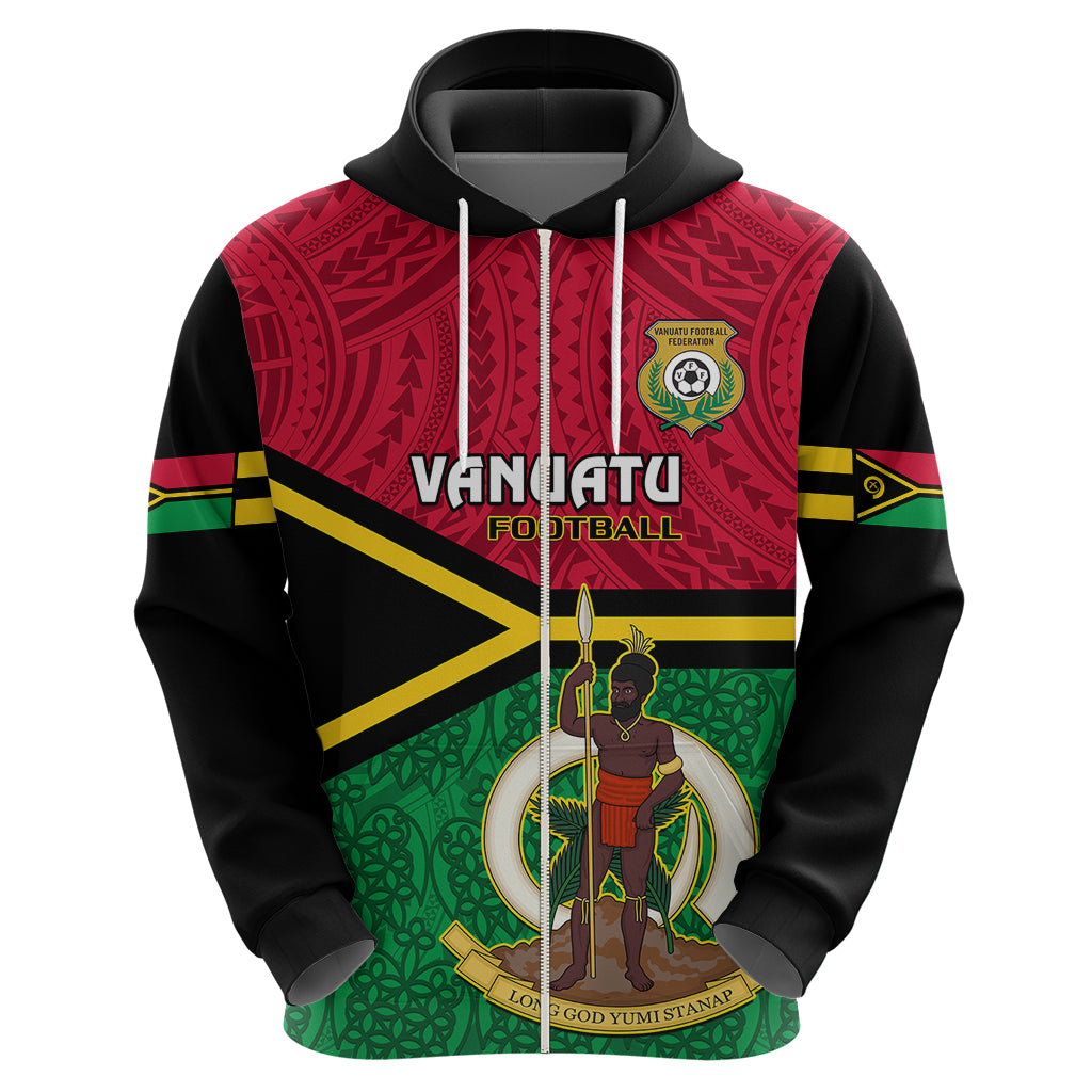 Vanuatu Football Hoodie Vanuatuan Coat Of Arm Polynesian Flag Style - Wonder Print Shop