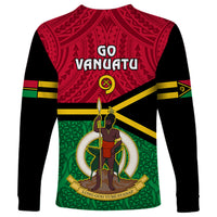 Vanuatu Football Long Sleeve Shirt Vanuatuan Coat Of Arm Polynesian Flag Style - Wonder Print Shop