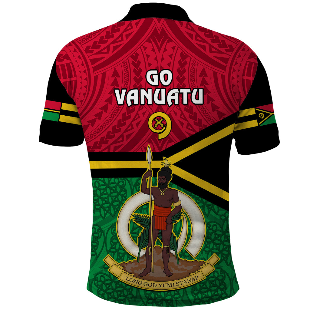 Vanuatu Football Polo Shirt Vanuatuan Coat Of Arm Polynesian Flag Style - Wonder Print Shop