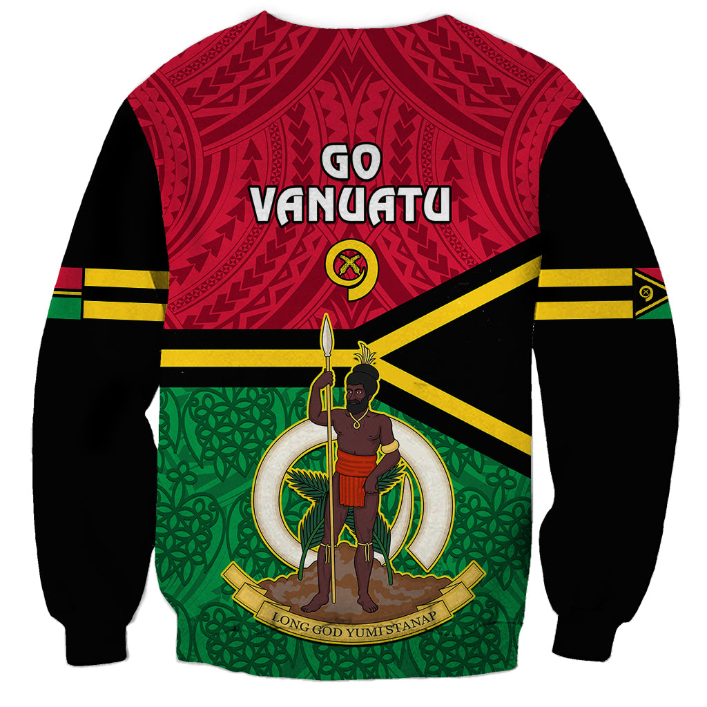 Vanuatu Football Sweatshirt Vanuatuan Coat Of Arm Polynesian Flag Style - Wonder Print Shop