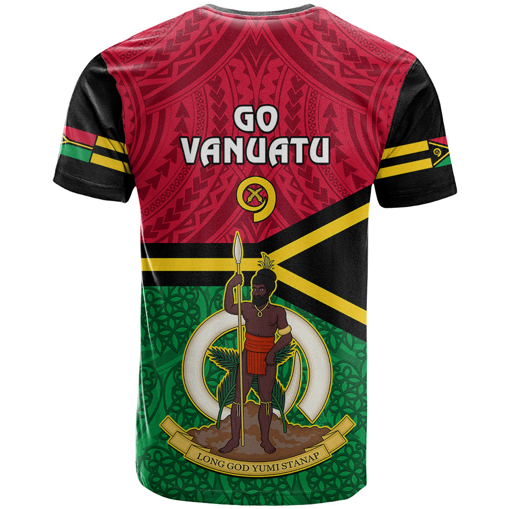Vanuatu Football T Shirt Vanuatuan Coat Of Arm Polynesian Flag Style - Wonder Print Shop