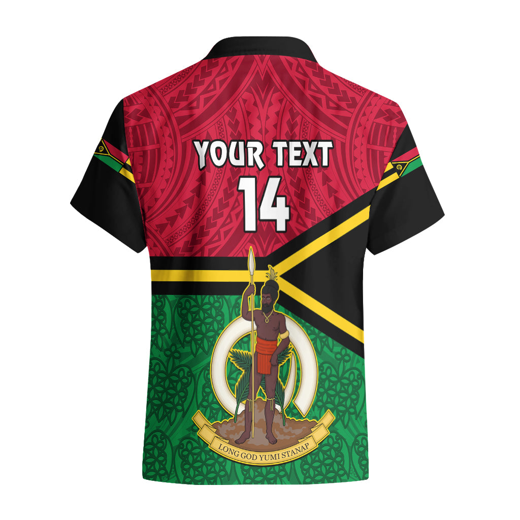 Personalised Vanuatu Football Hawaiian Shirt Vanuatuan Coat Of Arm Polynesian Flag Style - Wonder Print Shop