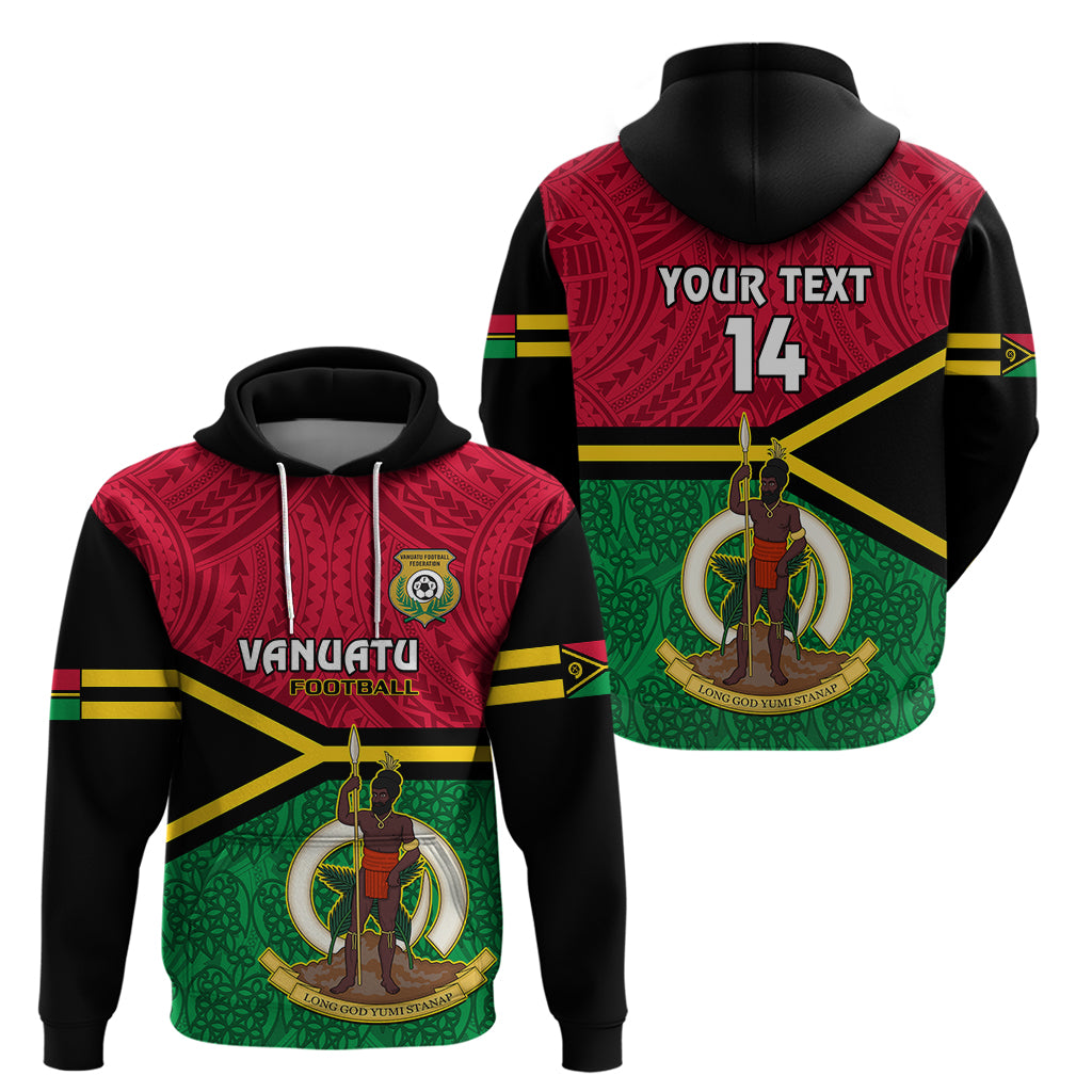 Personalised Vanuatu Football Hoodie Vanuatuan Coat Of Arm Polynesian Flag Style - Wonder Print Shop