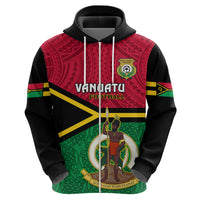 Personalised Vanuatu Football Hoodie Vanuatuan Coat Of Arm Polynesian Flag Style - Wonder Print Shop