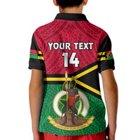 Personalised Vanuatu Football Kid Polo Shirt Vanuatuan Coat Of Arm Polynesian Flag Style - Wonder Print Shop