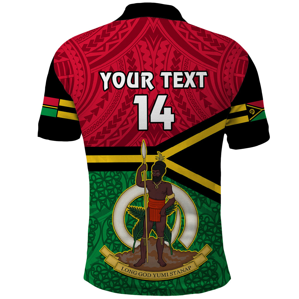 Personalised Vanuatu Football Polo Shirt Vanuatuan Coat Of Arm Polynesian Flag Style - Wonder Print Shop