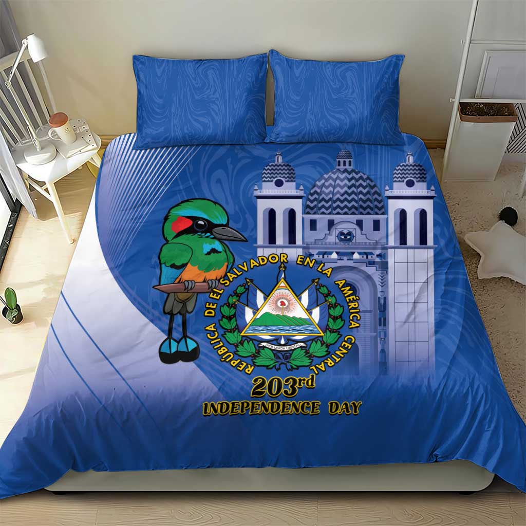 El Salvador Independence Day Bedding Set 203rd Anniversary Torogoz Bird - Wonder Print Shop