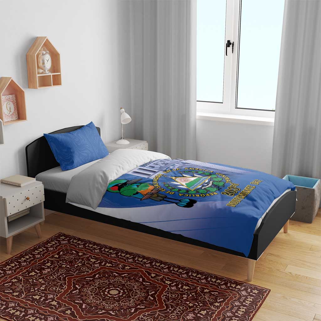 El Salvador Independence Day Bedding Set 203rd Anniversary Torogoz Bird - Wonder Print Shop