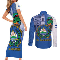 El Salvador Independence Day Couples Matching Short Sleeve Bodycon Dress and Long Sleeve Button Shirt 203rd Anniversary Torogoz Bird - Wonder Print Shop