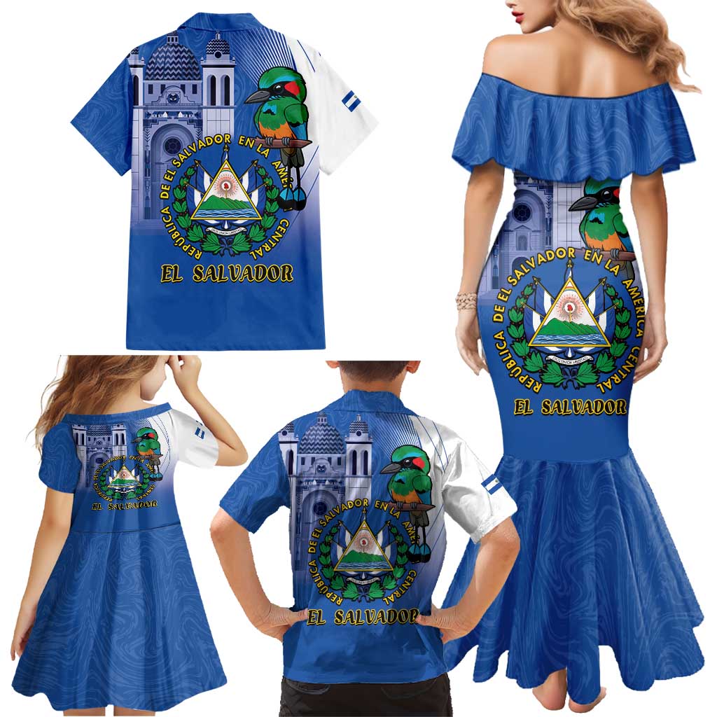 El Salvador Independence Day Family Matching Mermaid Dress and Hawaiian Shirt 203rd Anniversary Torogoz Bird - Wonder Print Shop