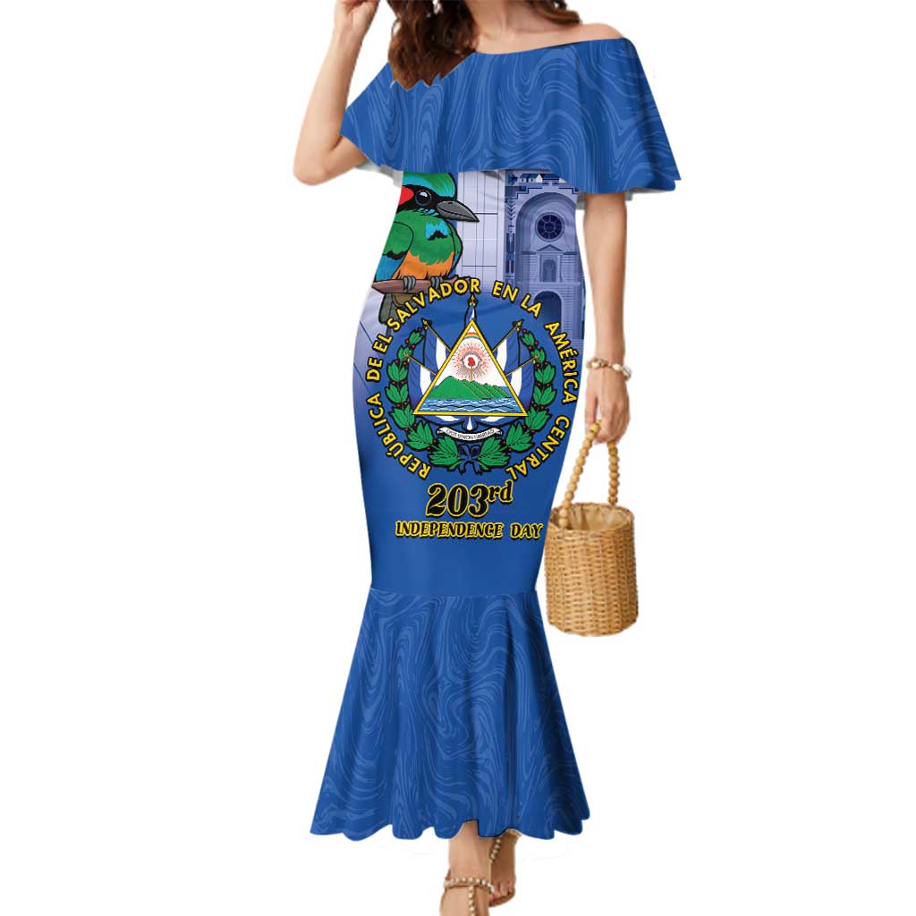 El Salvador Independence Day Family Matching Mermaid Dress and Hawaiian Shirt 203rd Anniversary Torogoz Bird - Wonder Print Shop
