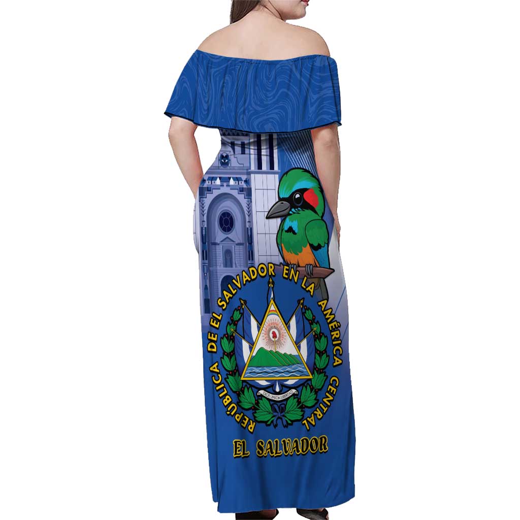 El Salvador Independence Day Family Matching Off Shoulder Maxi Dress and Hawaiian Shirt 203rd Anniversary Torogoz Bird - Wonder Print Shop