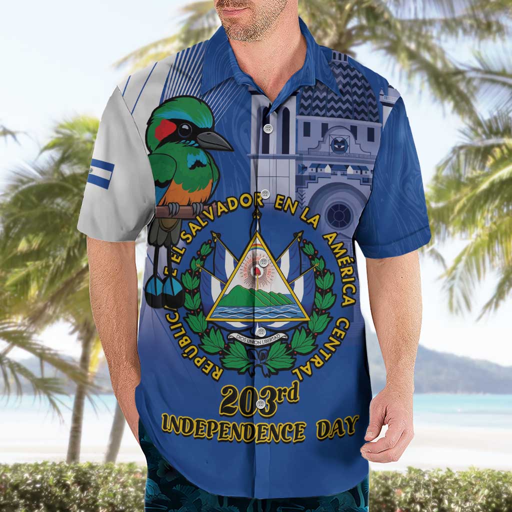 El Salvador Independence Day Hawaiian Shirt 203rd Anniversary Torogoz Bird - Wonder Print Shop