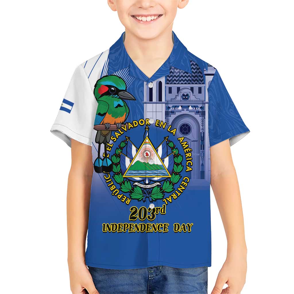 El Salvador Independence Day Hawaiian Shirt 203rd Anniversary Torogoz Bird - Wonder Print Shop