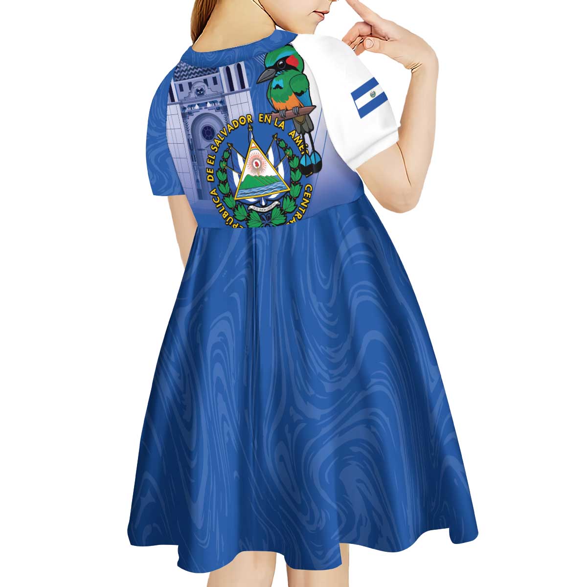 El Salvador Independence Day Kid Short Sleeve Dress 203rd Anniversary Torogoz Bird - Wonder Print Shop
