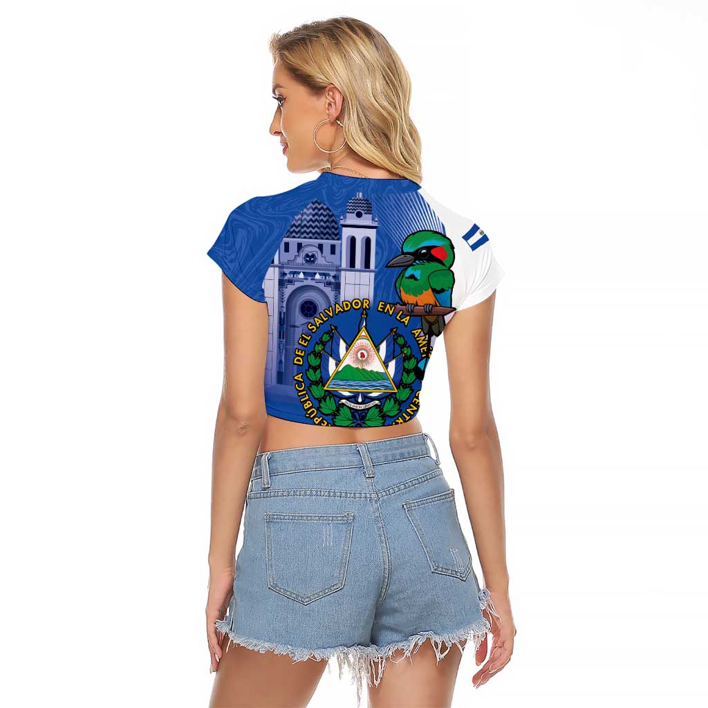 El Salvador Independence Day Raglan Cropped T Shirt 203rd Anniversary Torogoz Bird - Wonder Print Shop