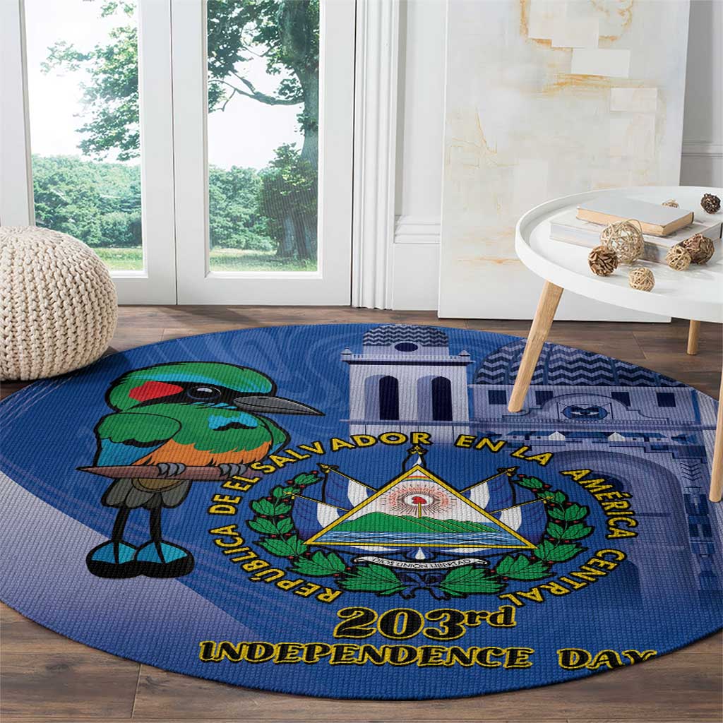 El Salvador Independence Day Round Carpet 203rd Anniversary Torogoz Bird