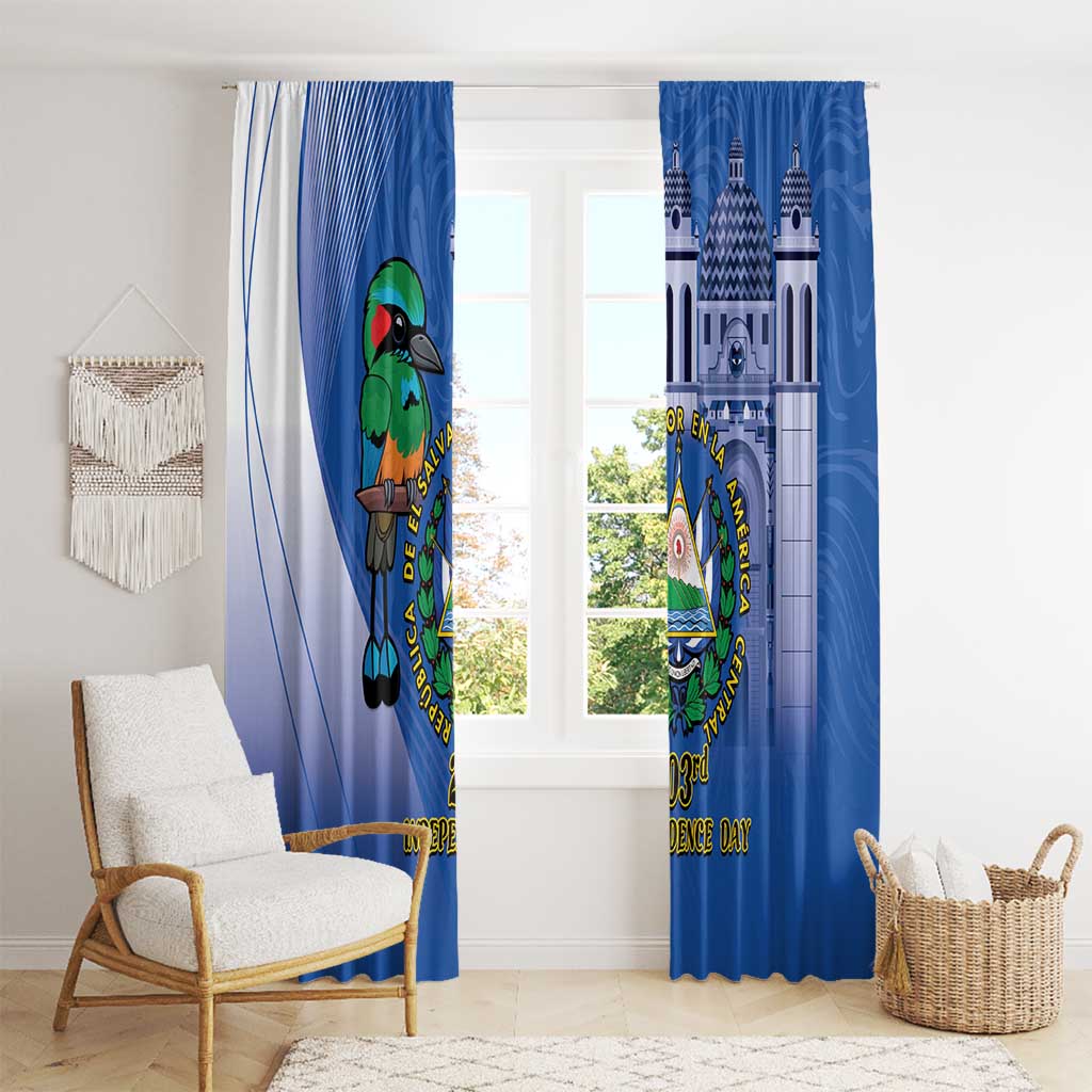 El Salvador Independence Day Window Curtain 203rd Anniversary Torogoz Bird - Wonder Print Shop