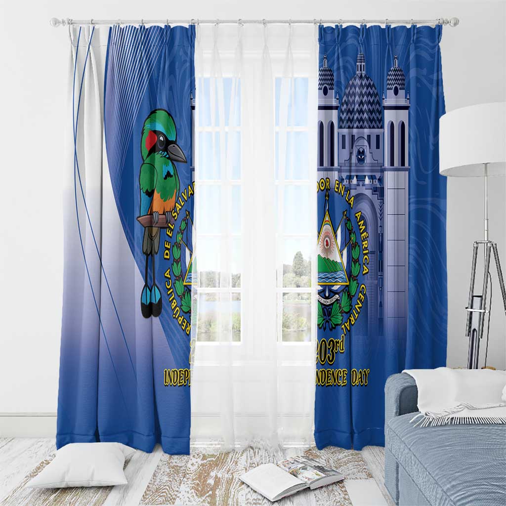 El Salvador Independence Day Window Curtain 203rd Anniversary Torogoz Bird - Wonder Print Shop