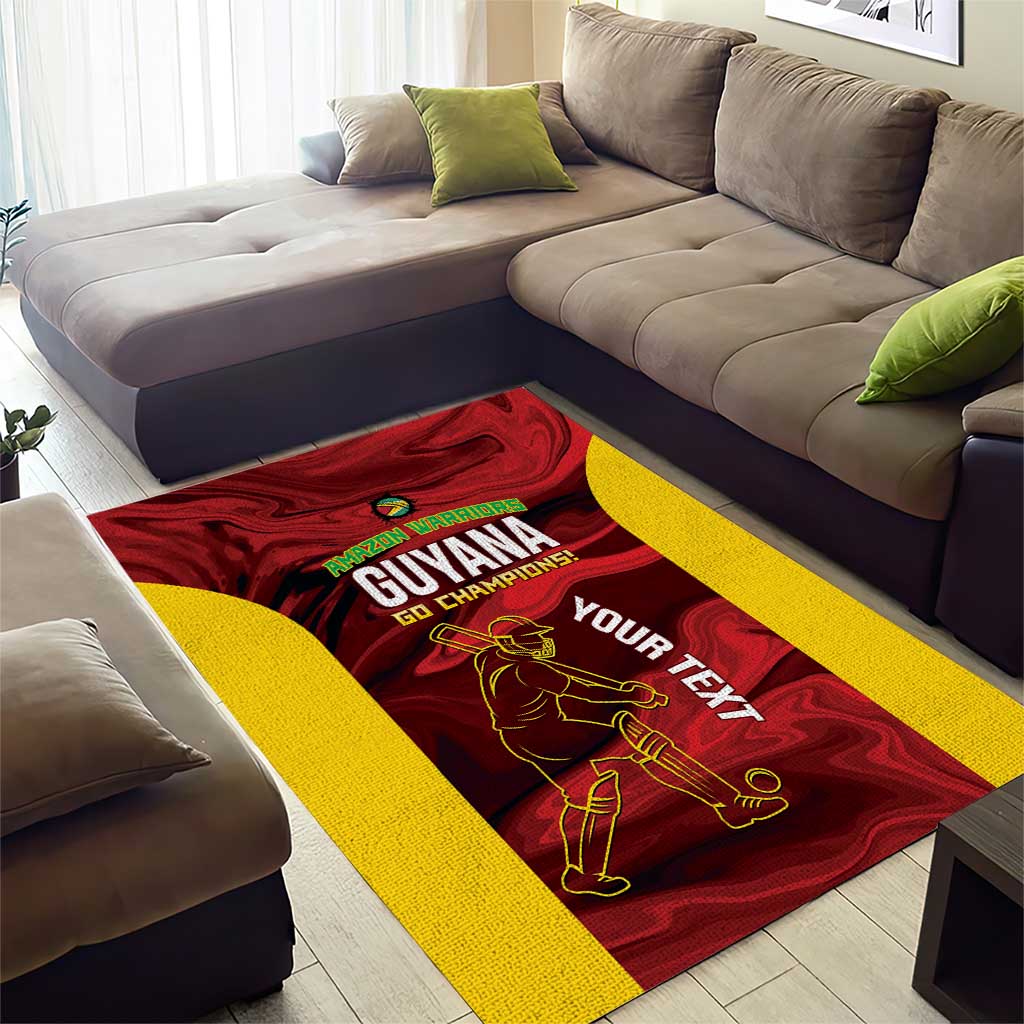 Custom Guyana Cricket Area Rug Go Amazon Warriors Marble Pattern - Wonder Print Shop