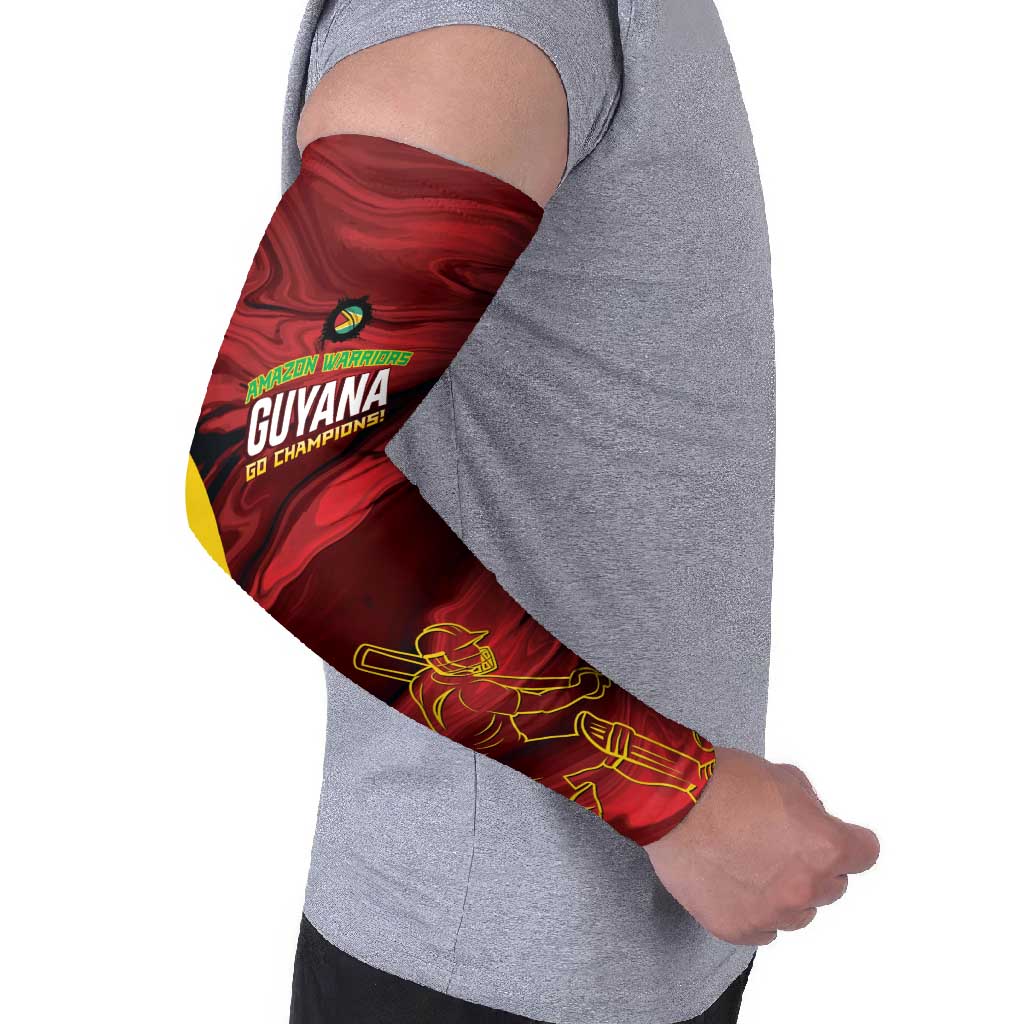 Custom Guyana Cricket Arm Sleeves Go Amazon Warriors Marble Pattern - Wonder Print Shop
