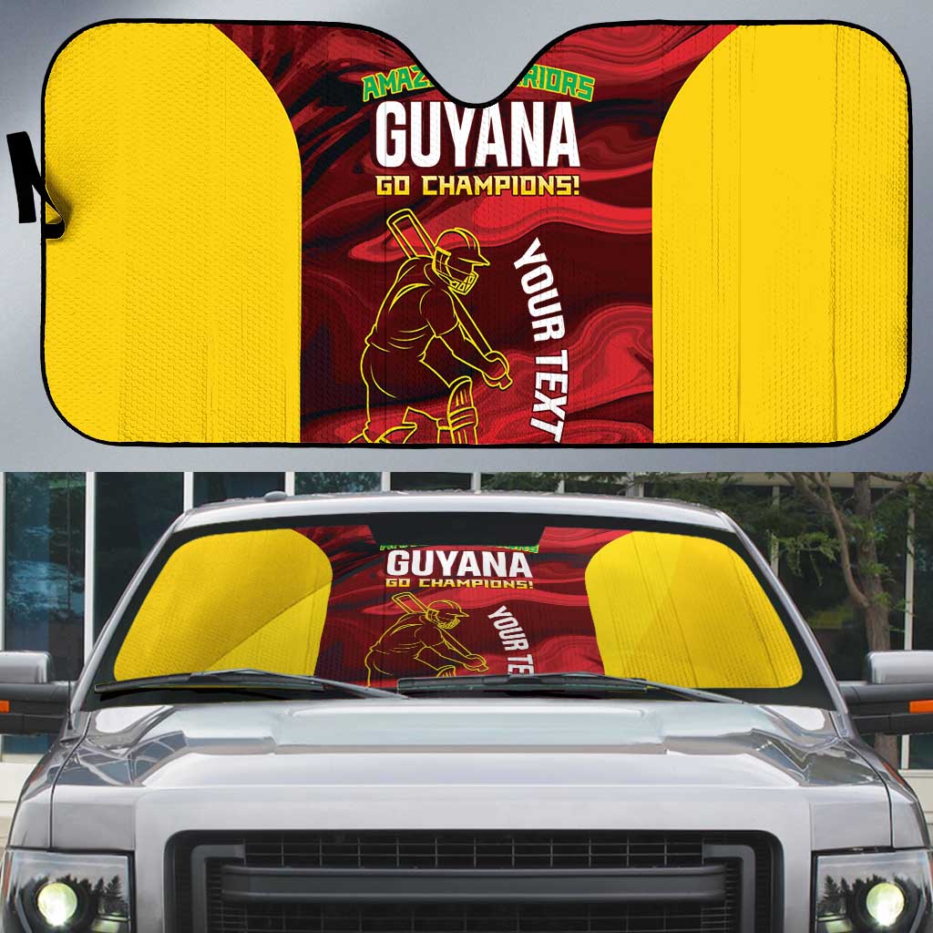 Custom Guyana Cricket Auto Sun Shade Go Amazon Warriors Marble Pattern - Wonder Print Shop