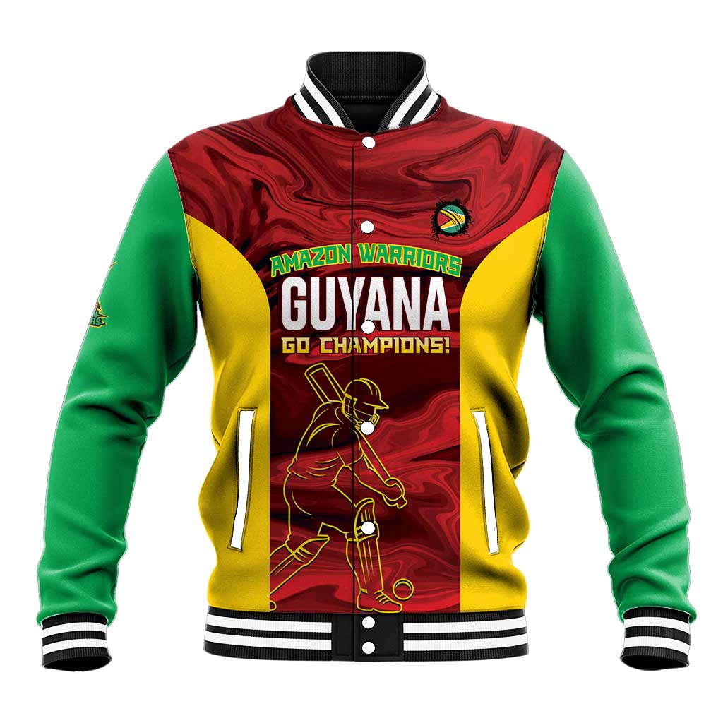 Custom Guyana Cricket Baseball Jacket Go Amazon Warriors Marble Pattern - Wonder Print Shop