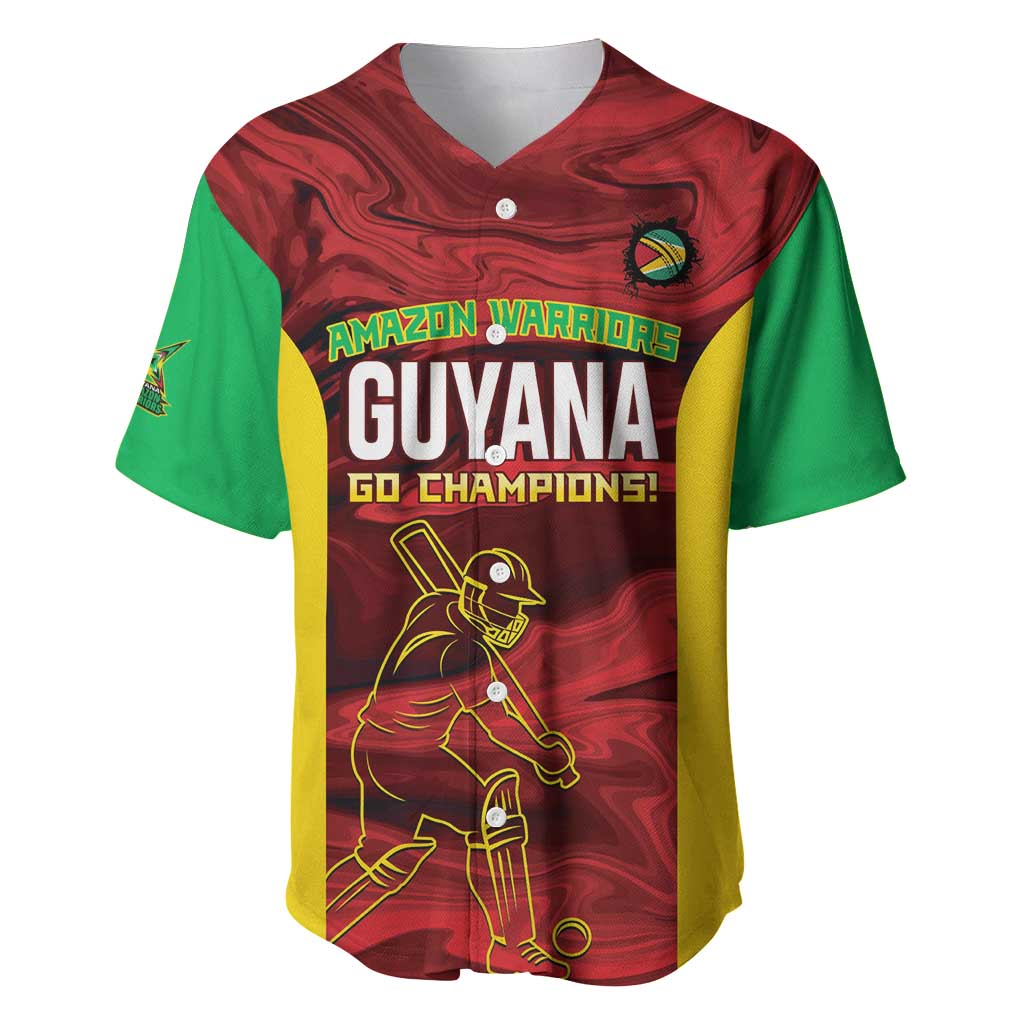 Custom Guyana Cricket Baseball Jersey Go Amazon Warriors Marble Pattern - Wonder Print Shop