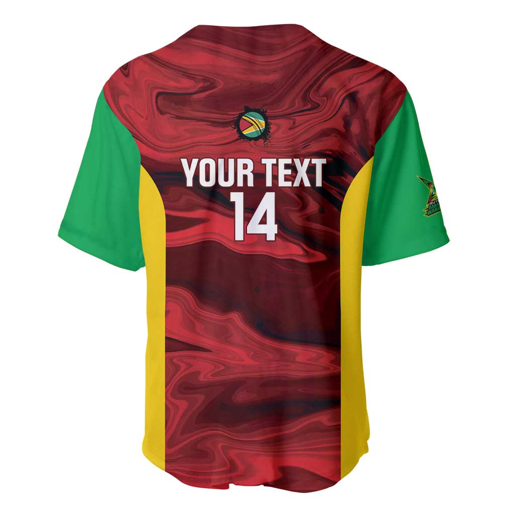 Custom Guyana Cricket Baseball Jersey Go Amazon Warriors Marble Pattern - Wonder Print Shop