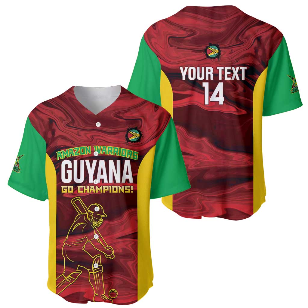 Custom Guyana Cricket Baseball Jersey Go Amazon Warriors Marble Pattern - Wonder Print Shop