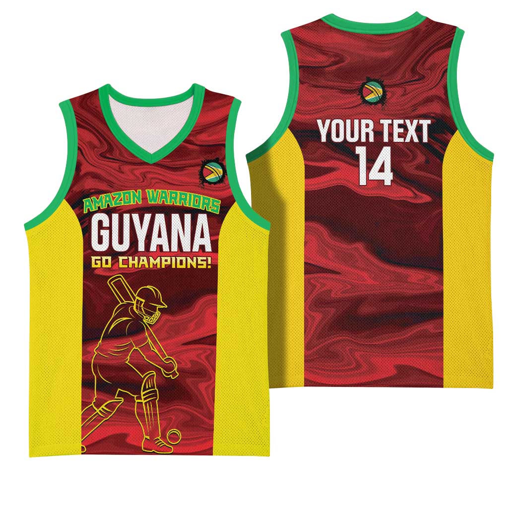 Custom Guyana Cricket Basketball Jersey Go Amazon Warriors Marble Pattern - Wonder Print Shop