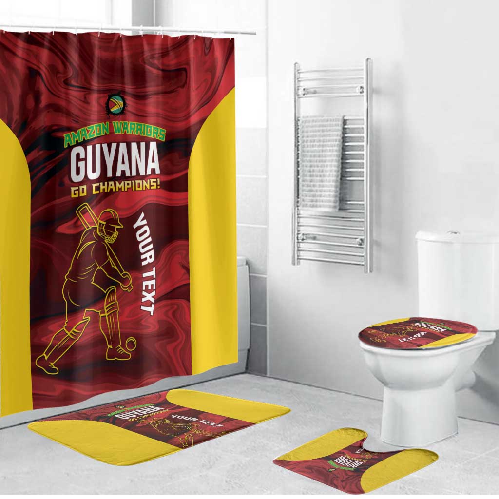 Custom Guyana Cricket Bathroom Set Go Amazon Warriors Marble Pattern - Wonder Print Shop