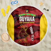 Custom Guyana Cricket Beach Blanket Go Amazon Warriors Marble Pattern - Wonder Print Shop