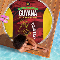Custom Guyana Cricket Beach Blanket Go Amazon Warriors Marble Pattern - Wonder Print Shop
