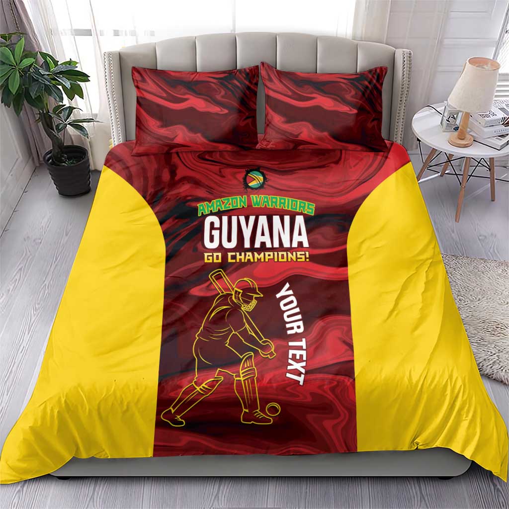 Custom Guyana Cricket Bedding Set Go Amazon Warriors Marble Pattern - Wonder Print Shop