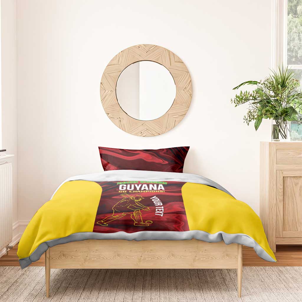 Custom Guyana Cricket Bedding Set Go Amazon Warriors Marble Pattern - Wonder Print Shop