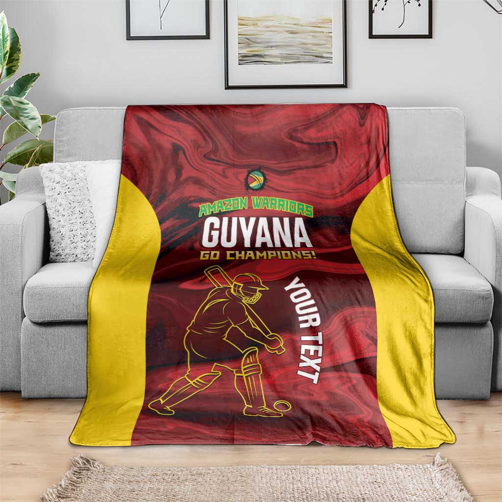 Custom Guyana Cricket Blanket Go Amazon Warriors Marble Pattern - Wonder Print Shop