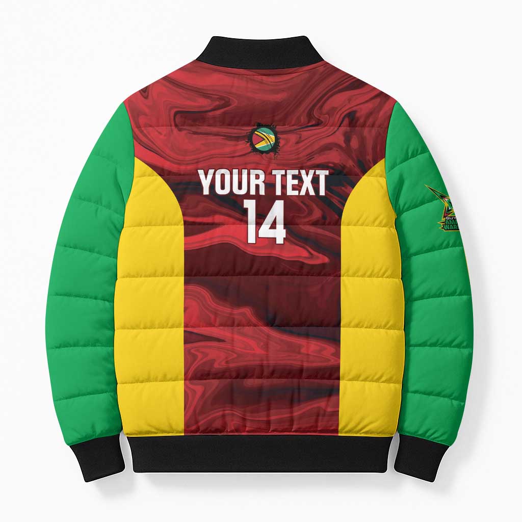 Custom Guyana Cricket Bomber Puffer Jacket Go Amazon Warriors Marble Pattern - Wonder Print Shop