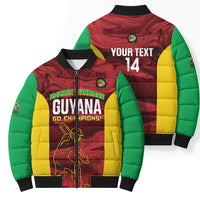 Custom Guyana Cricket Bomber Puffer Jacket Go Amazon Warriors Marble Pattern - Wonder Print Shop