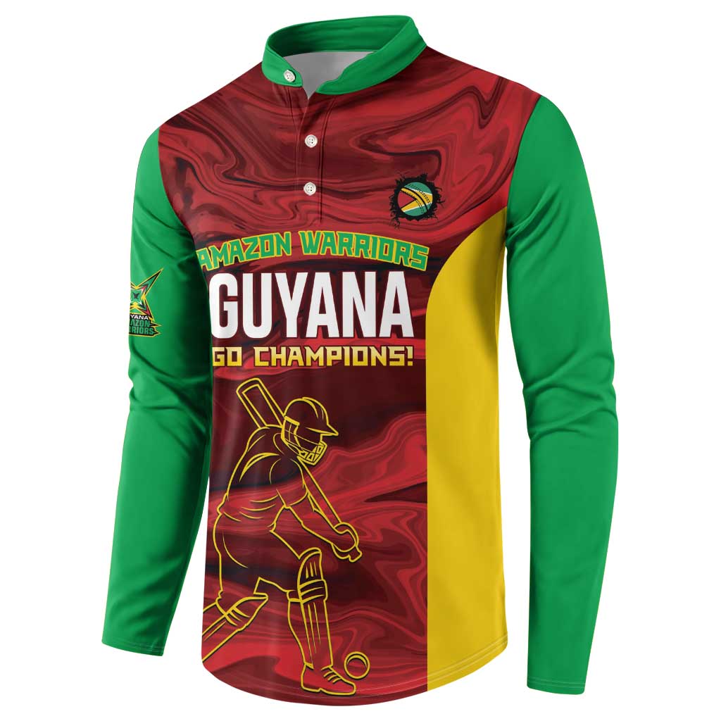Custom Guyana Cricket Button Sweatshirt Go Amazon Warriors Marble Pattern - Wonder Print Shop