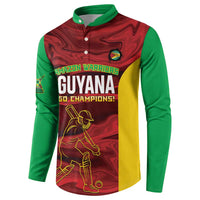 Custom Guyana Cricket Button Sweatshirt Go Amazon Warriors Marble Pattern - Wonder Print Shop