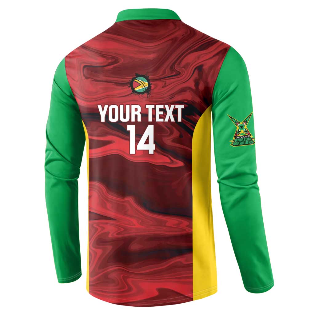 Custom Guyana Cricket Button Sweatshirt Go Amazon Warriors Marble Pattern - Wonder Print Shop