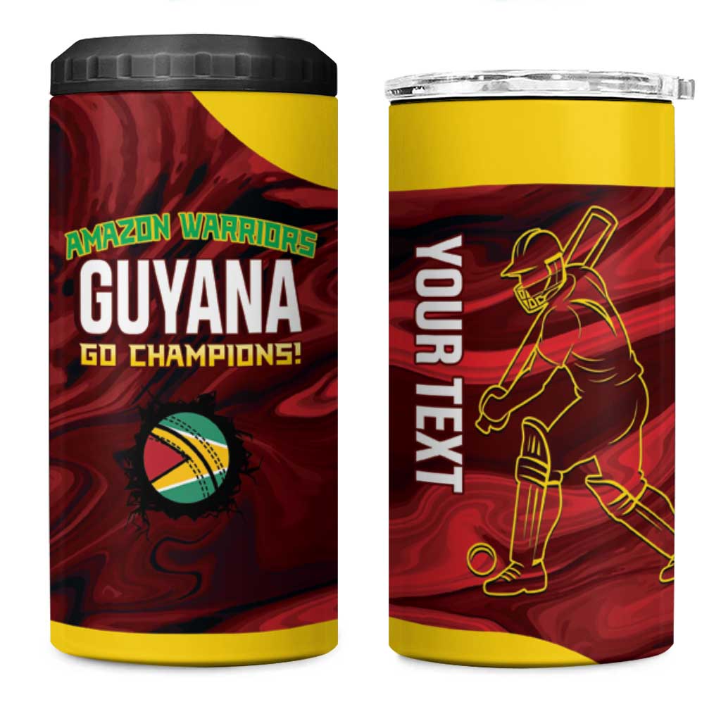 Custom Guyana Cricket 4 in 1 Can Cooler Tumbler Go Amazon Warriors Marble Pattern - Wonder Print Shop