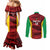 Custom Guyana Cricket Couples Matching Mermaid Dress and Long Sleeve Button Shirt Go Amazon Warriors Marble Pattern - Wonder Print Shop