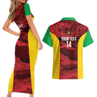 Custom Guyana Cricket Couples Matching Short Sleeve Bodycon Dress and Hawaiian Shirt Go Amazon Warriors Marble Pattern - Wonder Print Shop