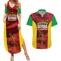 Custom Guyana Cricket Couples Matching Summer Maxi Dress and Hawaiian Shirt Go Amazon Warriors Marble Pattern - Wonder Print Shop