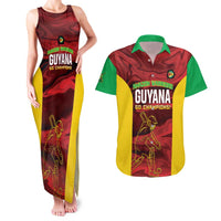 Custom Guyana Cricket Couples Matching Tank Maxi Dress and Hawaiian Shirt Go Amazon Warriors Marble Pattern - Wonder Print Shop