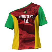 Custom Guyana Cricket Cross Shoulder Shirt Go Amazon Warriors Marble Pattern - Wonder Print Shop