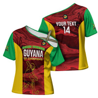 Custom Guyana Cricket Cross Shoulder Shirt Go Amazon Warriors Marble Pattern - Wonder Print Shop