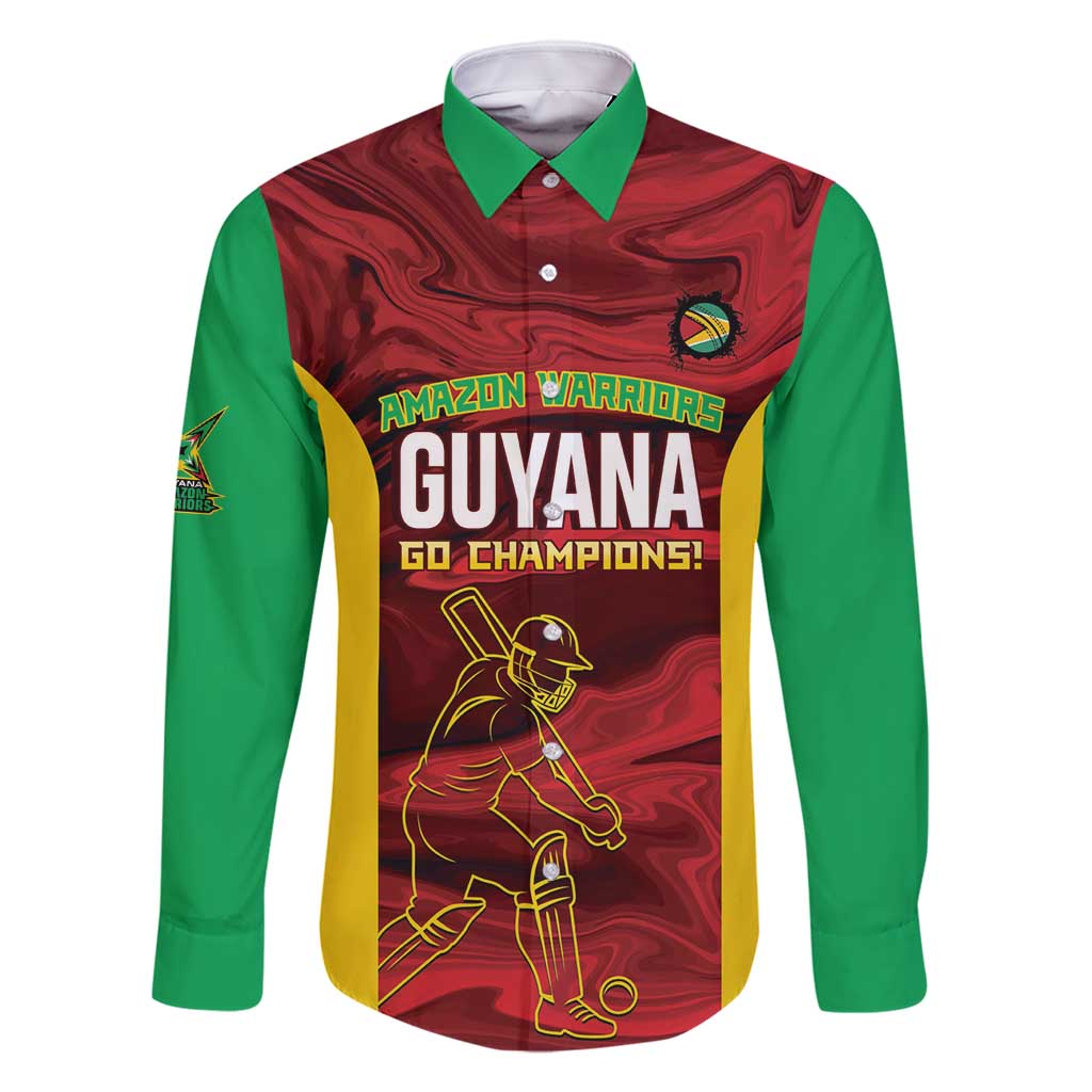 Custom Guyana Cricket Family Matching Long Sleeve Bodycon Dress and Hawaiian Shirt Go Amazon Warriors Marble Pattern - Wonder Print Shop